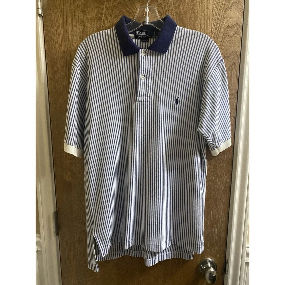 RALPH LAUREN POLO GOLF Short Sleeve Striped Top in Blue and White Size M Cotton